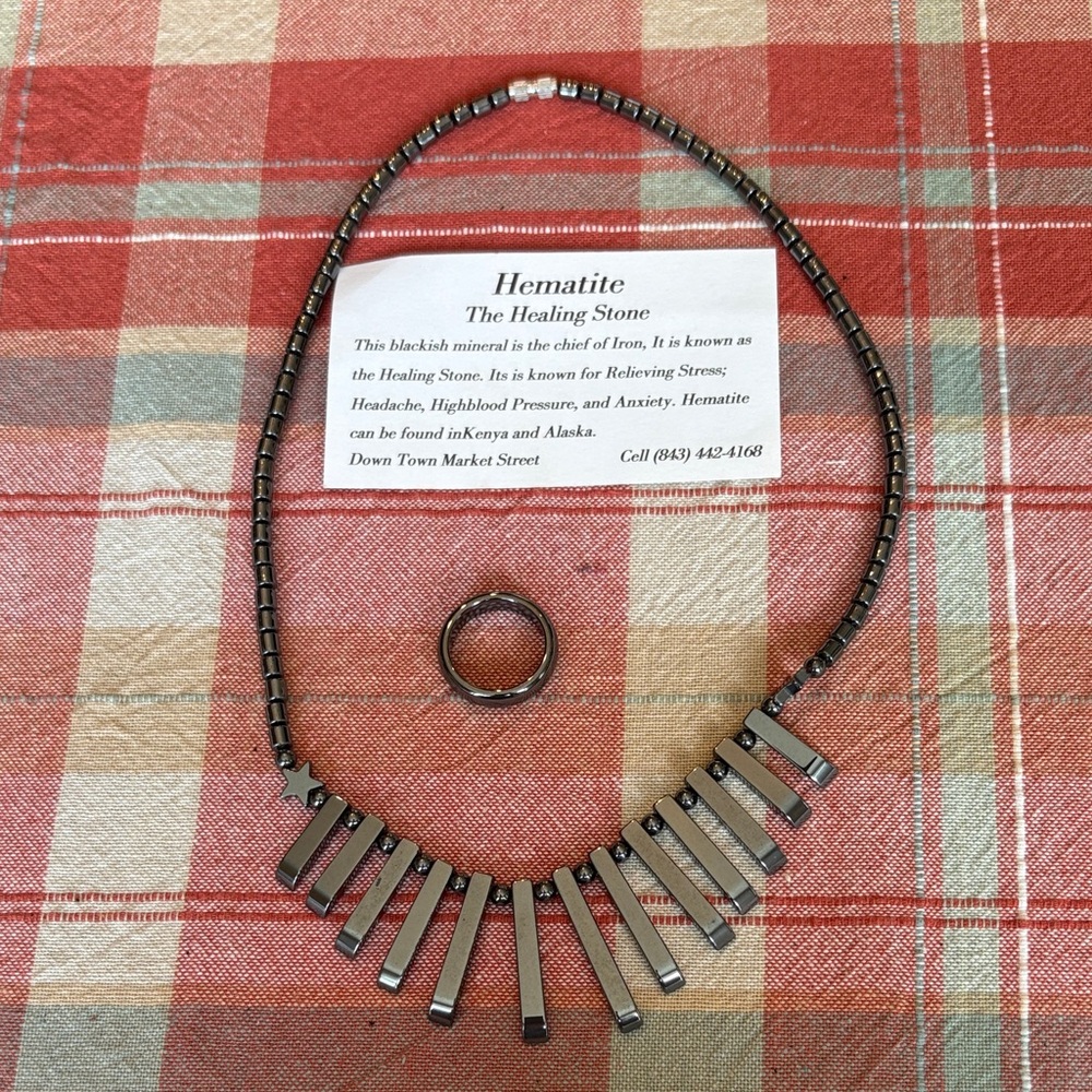 Hematite Necklace and Ring Set